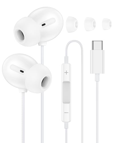 USB C Headphones for iPhone 17 16 15 Pro Max Plus Air iPad Pro, USB-C in-Ear Buds with Micrphone & Noise Cancelling USBC Apple Wired Earbuds Headphones, Type C Earphones for Galaxy S26 S25 S24 Pixel