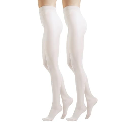 Dancina Footed Dance Tights Big Girls Tweens Ballet Dance Gymnastics Practice Costume Women's M/L White x2