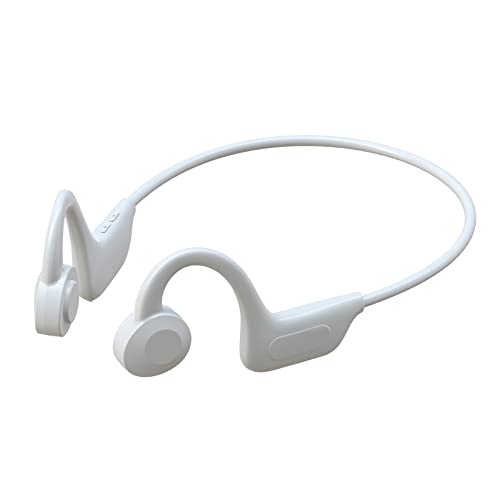 Open-Ear Bluetooth Headphones Sport Headset Air Conduction Wireless Earphones with Handfree Microphone Micro SD MP3 Player 10 hrs Playtime IPX5 Sweatproof (White)