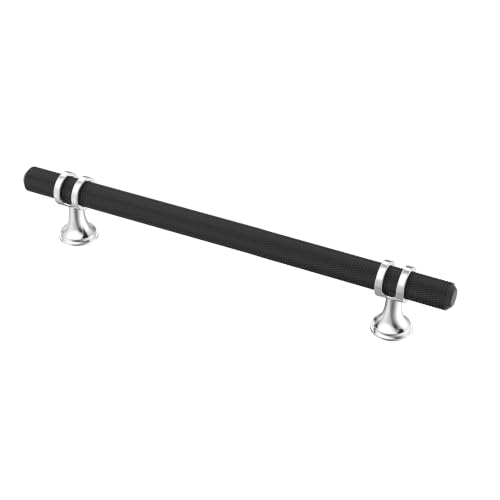 Alzassbg 7" Black and Silver Cabinet Pulls and Handles 10 Pack, AL3087CPMB