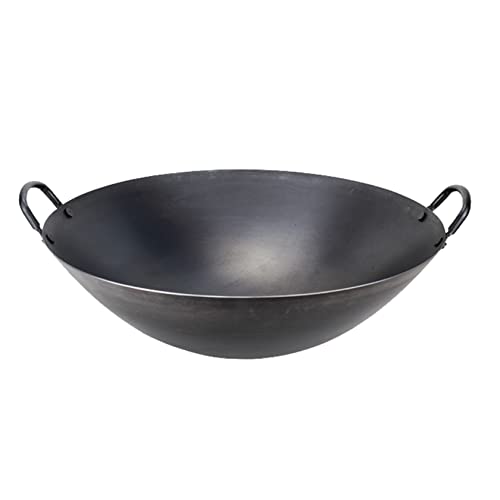 Wok de hierro grande con fondo redondo 60x60x18.5cm