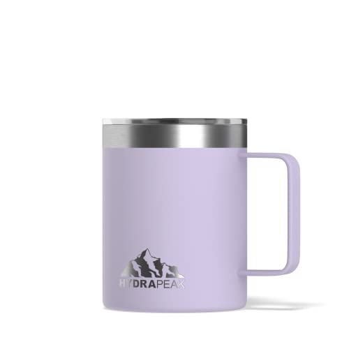 Hydrapeak 14oz Insulated Coffee Mug With Splash Proof Lid, Stainless Steel, BPA-Free Double Walled Travel Mug With Handle, For Men and Women (Orchid)