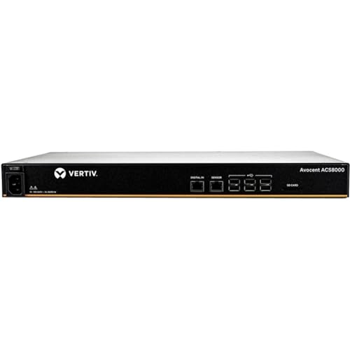 Vertiv Avocent ACS8000 Serial Console, 8 Port Serial Console Server, Gigafit fiber Connectivity, USB Sensor Port, Remote Data Center and Out of Band Management, Single AC Power (ACS8008SAC-400), Black