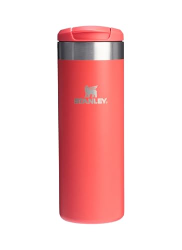 Stanley 1913 Aerolight Transit Travel Mug 0.47L - Keeps 6 Hours Hot - 8 Hours Cold - Dishwasher Safe - Leakproof - Car Cup Holder Compatible - Insulated Coffee Cup - Hot Coral