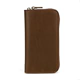 Berchirly Men's Leather Long Wallet Men Retro Checkbook Bag Credit Cards Purse (Light Brown)