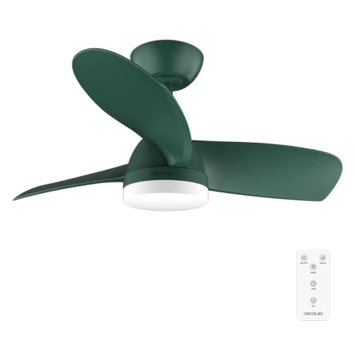 Cecotec Ventilador de Techo con Luz EnergySilence Aero 3050 Mint. 35 W, Motor DC, Diámetro 36” con luz LED, Mando a distancia, Temporizador, 6 velocidades y 3 Aspas