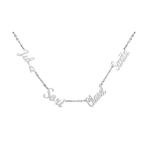 Custom Grandma Nameplate With 4 Names Customized Nana Necklace Mothers Day Mama Necklaces Personalized Mom Daughter Pendant Friendship Sister Bff Gifts Family Name Plate Jewelry Sterling Silver