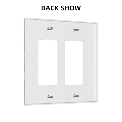 Decorative Outlet Covers Vintage White Flowers Birds on Golden Background 2 Gang Light Switch Cover Plate Double Rocker Wall Plate Switch Plate Covers Faceplate for Home Decor