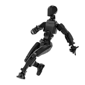 Image of VAALI Dummy 13 Action Figure Fully Assembled T13 Articulated Robot Toy with 12 Accessories (Swords Guns Extra Hands) 3D Printed Poseable Desktop Figure for Stop Motion Artists Gamers 5.4 inch (Black)