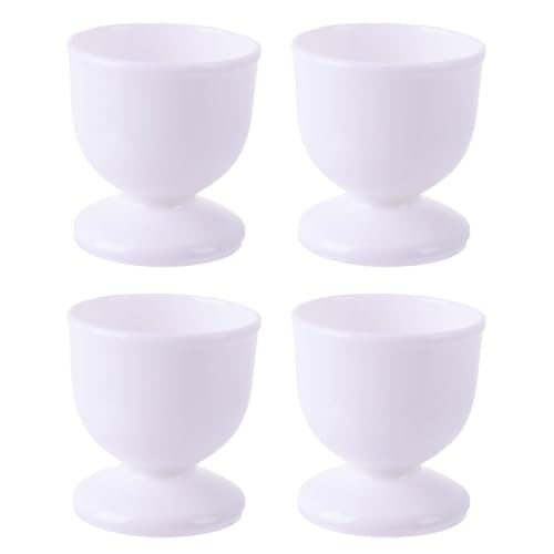 4-Piece Egg Cup Set Elegant Egg Cup Holders for Soft Boiled Eggs Perfect Breakfast Table Decor (White)