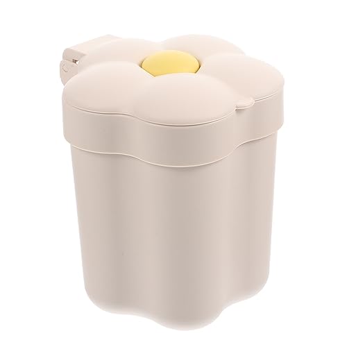 Image of Cabilock Mini Desktop Trash can with Lid Flower Shaped Flip-on Waste Bin Small Garbage can for Office Bedroom Table Organization