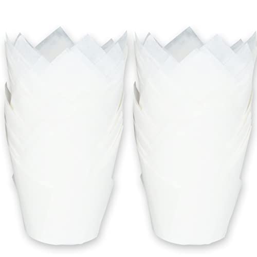 MyBakning Large size White Tulip Baking Cups 2-1/4