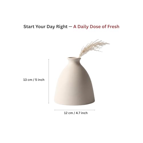 Image of Ceramic Flower Vase for Home Decor Modern Matte White Decorative Table Vase Minimalist Nordic Vase for Pampas Grass, Dried, Artificial & Fresh Flowers Living Room, Bedroom & Office