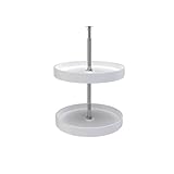 Rev-A-Shelf 18 Inch Dual Full-Circle Lazy Susan Organizer for Upper Corner Kitchen Cabinets, Plastic Home Storage 2 Tier Shelves, White, 6012-18-11-52