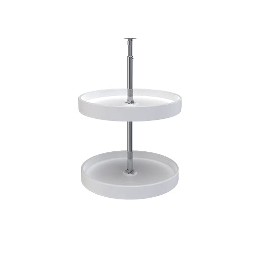 Rev-A-Shelf 18 Inch Dual Full-Circle Lazy Susan Organizer for Upper Corner Kitchen Cabinets, Plastic Home Storage 2 Tier Shelves, White, 6012-18-11-52