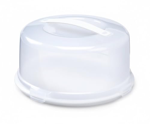 Clear Portable Plastic Cake Containers with Lockable Lid and Easy-Grip Handle – Offered in Two Shapes (Round and Square), Perfect for Storing Cakes, Pies, Cookies, and Desserts (1, Round Cake Box)