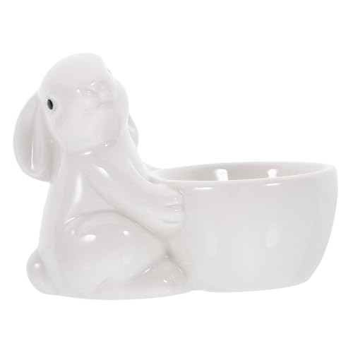 FONDOTIN Ceramic Egg Holder Cup with Bunny Statue Adorable Decorative Cup for Lunch Design for Party Home Decor