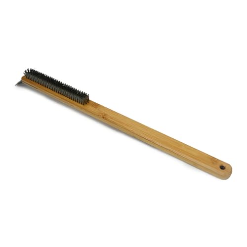 Cepillo largo de madera para pizza con raspador de piedra para limpieza de horno y prevención de quemaduras para panaderos y chefs profesionales