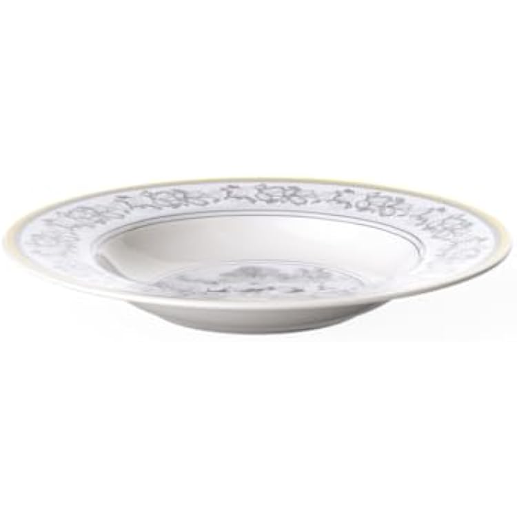 Villeroy & Boch Audun Ferme Rim Soup, 9.5 in, White/Gray/Yellow