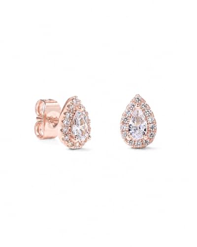 Image of PAVOI 14K Gold Plated 925 Sterling Silver Post Brilliant Round Faux Diamond Halo Earrings - Premium Cubic Zirconia