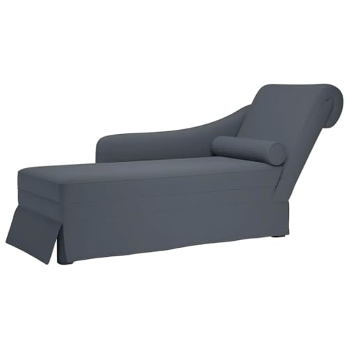 vidaXL Chaiselongue mit Nackenrolle Rechter Armlehne Dunkelgrau Samt, Recamiere, Loungesessel, Lounge Sofa, Lounge, Loungesofa, Wohnzimmersofa