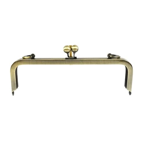 LNJMRU 1-5Pcs 20/25cm Purse Frame Kiss Clasp Metal Square Smooth Handles for Bag DIY Sewing Brackets Screw(Brass,25cm-1Pc)