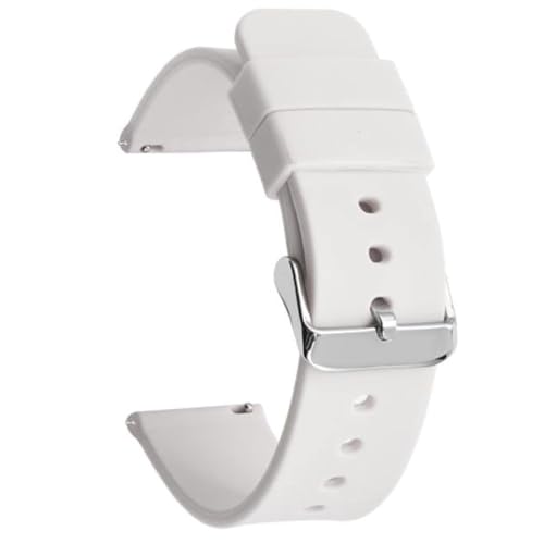CABLEPELADO Correa reloj silicona, Banda de Reloj de Silicona, Correa de Reloj Deportiva, Banda de Reloj Universal, Pulsera de Reloj Silicona, liberación rápida, Hebilla Acero inox, 24 mm, Blanco