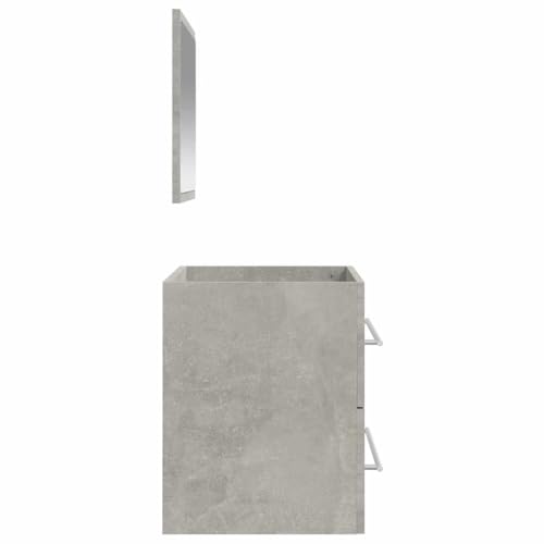 Muebles de baño completos con espejo y armario en madera gris 7