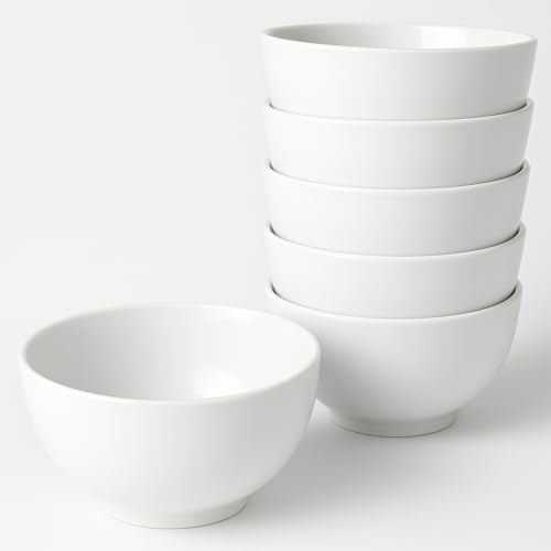 Taza Cuenco aperitivo cerámica bowl PORCELANA BLANCO Cuencos de Cocina Tazones de Cereales Blanco, Ensaladeras, Cuencos de Ceramica Sopa, Postre, Helado, Snack (15 X 8 CMS)