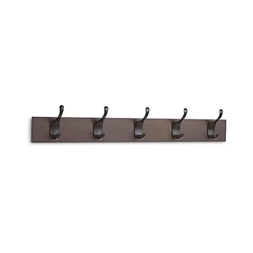 AmazonBasics - Perchero de pared, 5 ganchos modernos, Café, 2 unidades
