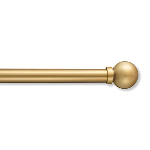 MODE Premium Collection 1" Diameter Curtain Rod Set with Modern Ball Finials and Steel Wall Mounted Adjustable Curtain Rod, Fits 144" to 240" Windows, Brushed Gold
