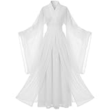 Sanfly White Hanfu Dress Chinese Traditional Lace Up Dress Women Ancient Chinese Long Sleeve Hanfu Outfit for Performance Cosplay