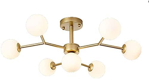 Lustre Spoutnik Moderne Blanc et Or à 7 Lumières G9 pour Salon