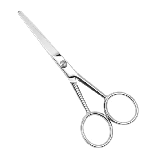 VICASKY Stainless Steel Slip Facial Hair Scissors Ergonomic Mustache Grooming Scissors with Toothed Design for Precise Trimming for Beard and Hair Care