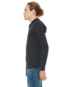 Bella Canvas Unisex Triblend Full-Zip Lightweight Hoodie - Char-Black TRIB - S - (Style # 3939 - Original Label)3