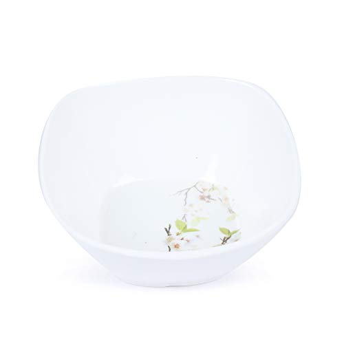 Image of Golden Fish Unbreakable Square Full Dinner Plates & Soup Bowl with Spoon(Set of 6 Each) (Pack of 6 Plate, Soup Bowl, Spoon)