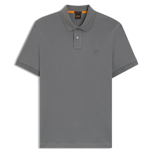 Image of BOSS Stretch-Cotton Slim-fit Polo Shirt with Logo Patch