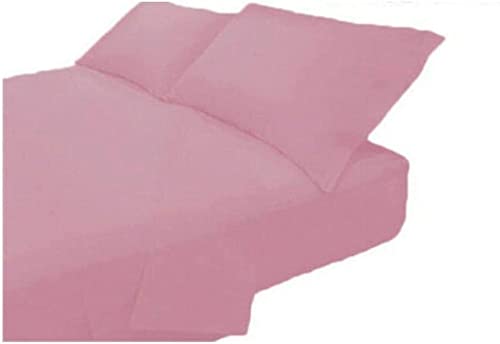 1 FEDERE:MISURA 52X82 Lenzuola Set Completo Cotone 1 Piazza e Mezza Tinta Unita Vari Colori Sotto Sopra + Federa (Rosa Antico, 1 Piazza e Mezzo)