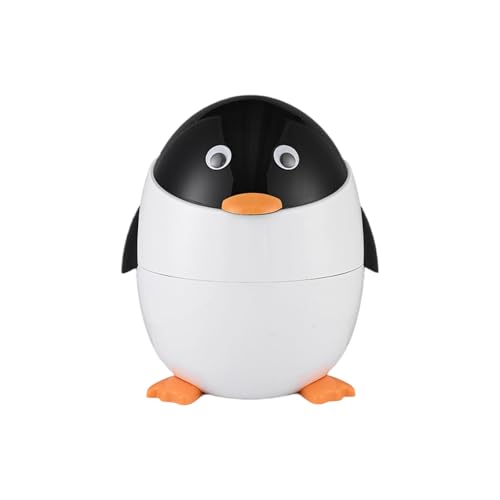 Caneca de basura con tapa fácil y diseño de pingüinos
