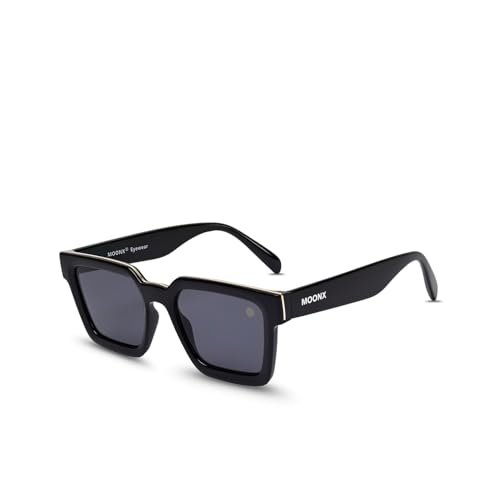 Image of MOONX Classic black UV Protected Wayfarer Sunglasses for Men & Women | Black Frame & Lens | Stylish Unisex Eyewear for Driving, Travel & Casual outings