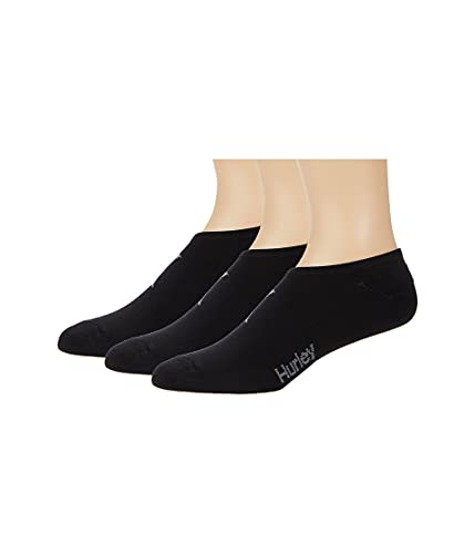 Hurley H1167420089-11 Non-Terry No Show Sockers 3-Pack Black/Grey US Men's 9-11 Black/Grey 9-11