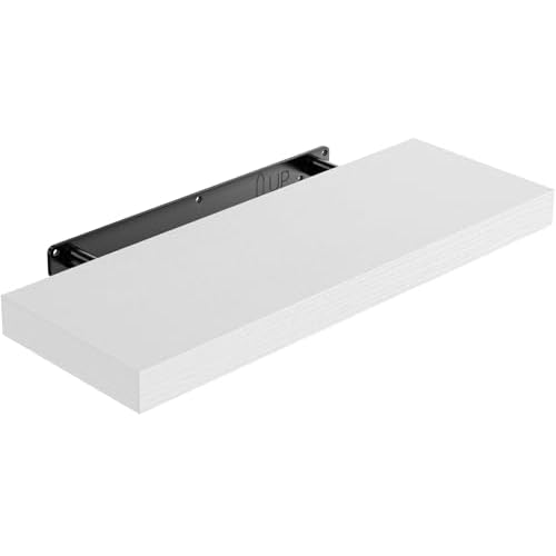 STOREMIC Wandregal, Regale Weiß Wand 40cm, 1er-Set Schweberegal Weiss, Moderne dekorative Regalbrettmit sauber Verarbeitet für Schlafzimmer, Küche, Büro, Wohnzimmer usw