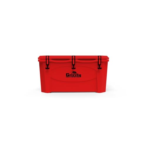 Grizzly 75 Cooler | 75 qt Ice Chest Durable Rotomolded Insulated | Made in USA | Warranty for Life | for Beach Boat Camping Fishing Hunting | G75 | Red
