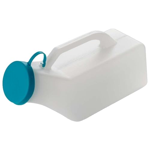 Drylife 1000ml Male Urinal Bottle | Reusable Urinal Pee Bottle for Men with Lid | Lightweight Secure Cap Measuring Scale Easy Grip Handle Medical Grade Plastic (Green Lid)