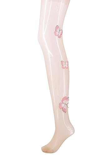 Image of Erinaco Women's Flower Pattern Sheer Footed Pantyhose Control Top Tights Stockings with Reinforced Toes