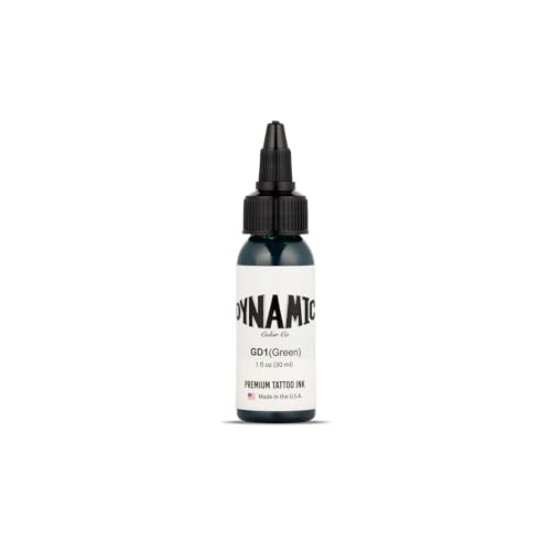 Image of Dynamic Color Green Tattoo Ink, Made in USA Since 1990, 1 oz | Sterilized and lot-numbered for full traceability; established American brand trusted by artists worldwide