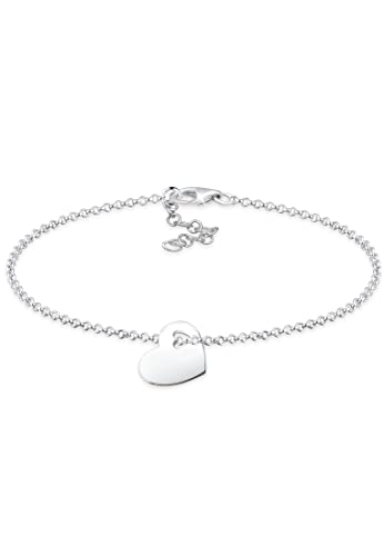 Elli Elli Damesarmband met hartsymbool liefde cut-out in 925 sterling zilver, 18 centimeters, Facetgeslepen, zonder steen