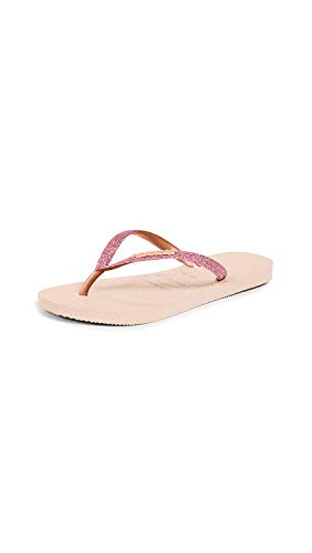 Havaianas Women s Slim Glitter Flip Flop Sandal, Ballet Rose, 9-10