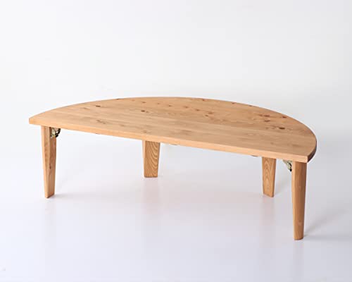 家具の里 リビングテーブル 半円 120cm コルク ナチュラル 日本製 ひのき 折りたたみ式 木製 ちゃぶ台 卓袱台 座卓 食卓 ローテーブル おしゃれ リビング学習 折れ脚 半円テーブル