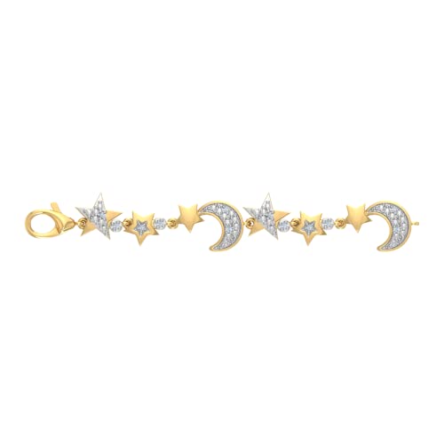 0.15 Carat Diamond Stars and Moon Bracelet in 925 Sterling Silver or in 18K Yellow Gold over Sterling Silver2